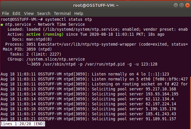 NTP-Server-Service-status